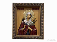 Святая Валентина резная икона из дерева